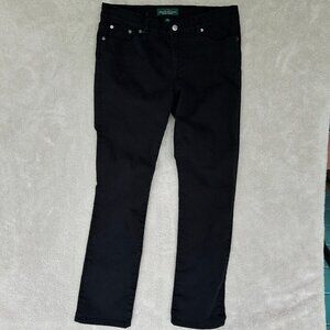 Lauren Jeans Co Black Stretch Modern Straight Leg 5 Pocket Denim Jeans Size 10
